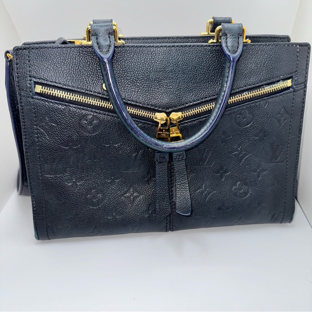 Louis Vuitton Sully PM Handbag/Crossbody Empreinte Leather Monogram Canvas Navy - Picture 12 of 17